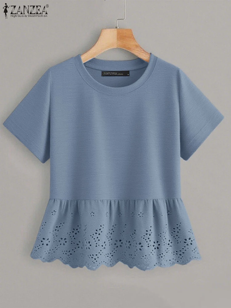 ZANZEA Women Summer T-Shirts 2025 Fashion Tops Short Sleeve Tees Casual Loose Lace Shirts O-Neck Tshirts Solid Vintage Blusas
ZANZEA Women Summer T-Shirts 2025 Fashion Tops Short Sleeve Tees Casual Loose Lace Shirts O-Neck Tshirts Solid Vintage Blusas