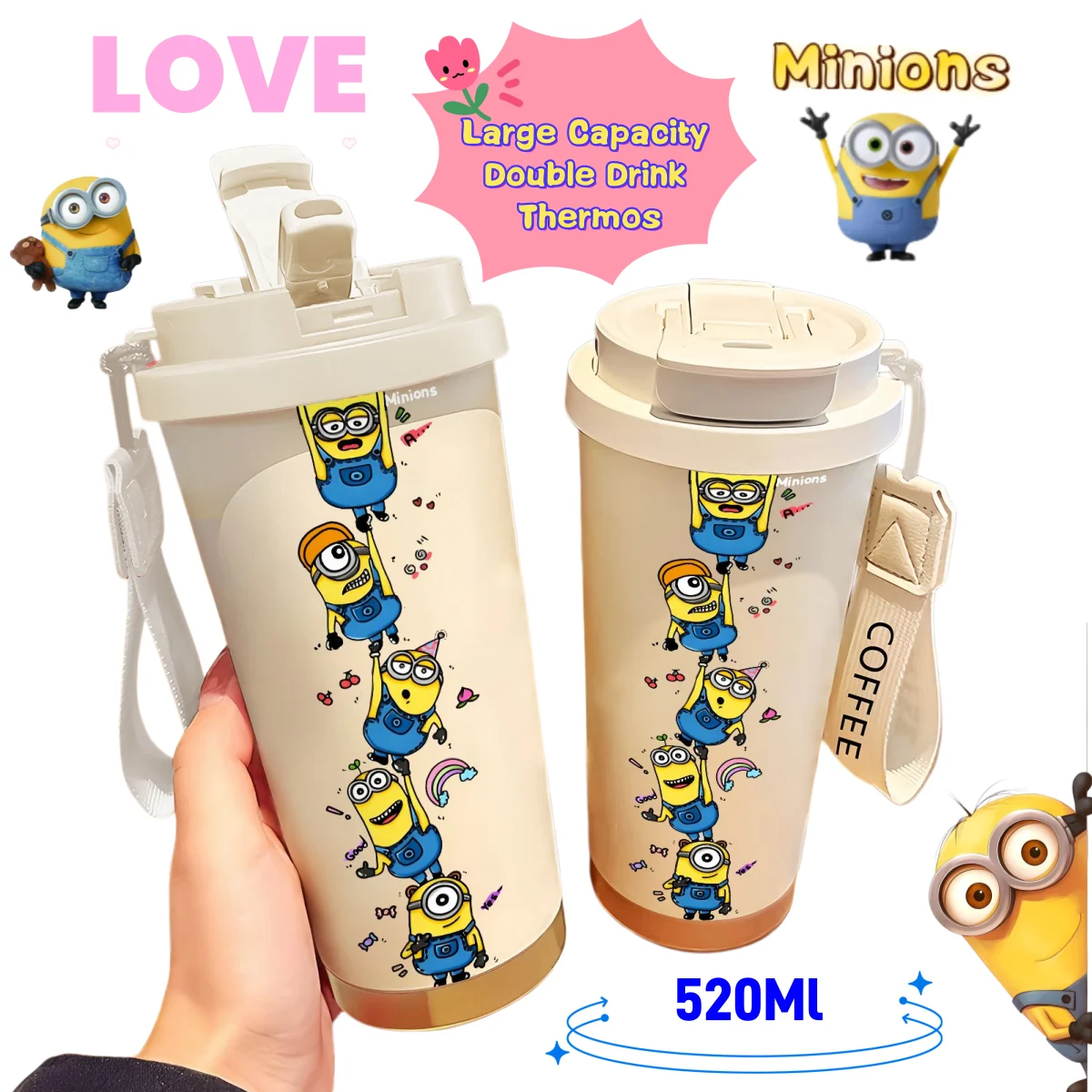 Minions Despicable Me new creative portable accompanying large capacity thermos cup student straw sports double drink coffee cup
Minions Despicable Me new creative portable accompanying large capacity thermos cup student straw sports double drink coffee cup