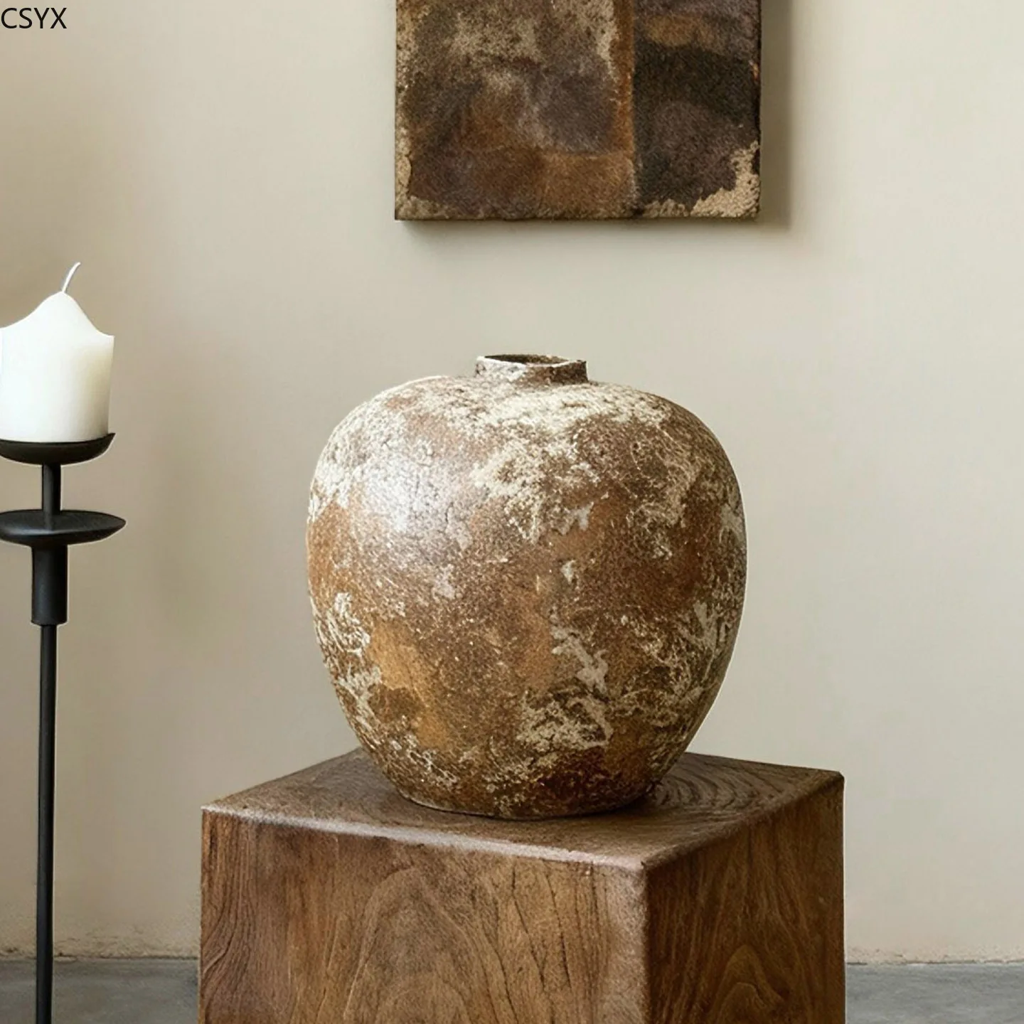 Jingdezhen Wabi-sabi Wind Zen Ornament Large Coarse Pottery Jar Handmade Flower Arrangement B & B Retro Nostalgic Ceramic Vase
Jingdezhen Wabi-sabi Wind Zen Ornament Large Coarse Pottery Jar Handmade Flower Arrangement B & B Retro Nostalgic Ceramic Vase