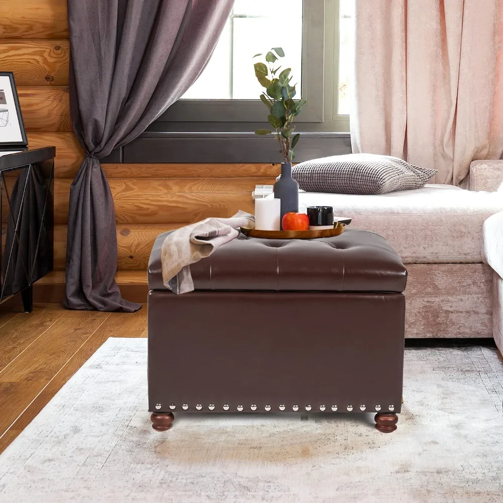 Leather Storage Ottoman Bench Foot Rest Stool with Nailhead Trim (Dark Brown, Button Tufted Leather), Customized
Leather Storage Ottoman Bench Foot Rest Stool with Nailhead Trim (Dark Brown, Button Tufted Leather), Customized
