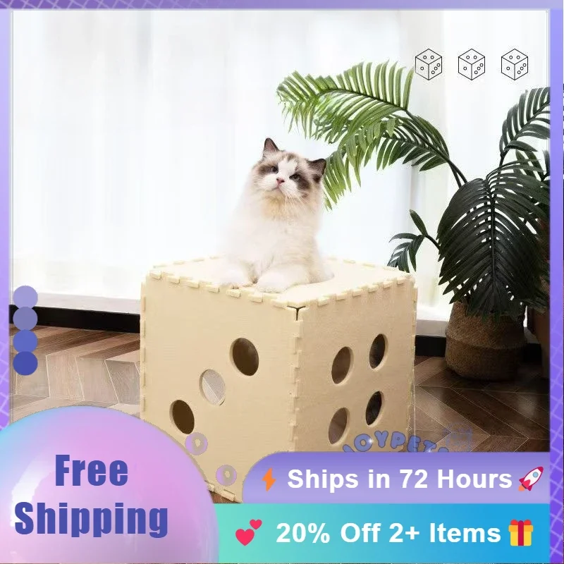 Dice Cube Cat House-Dual-Level Felt Hideaway with Semi-Enclosed Design All-Season Scratch-Resistant Bed for Indoor Cats
Dice Cube Cat House-Dual-Level Felt Hideaway with Semi-Enclosed Design All-Season Scratch-Resistant Bed for Indoor Cats