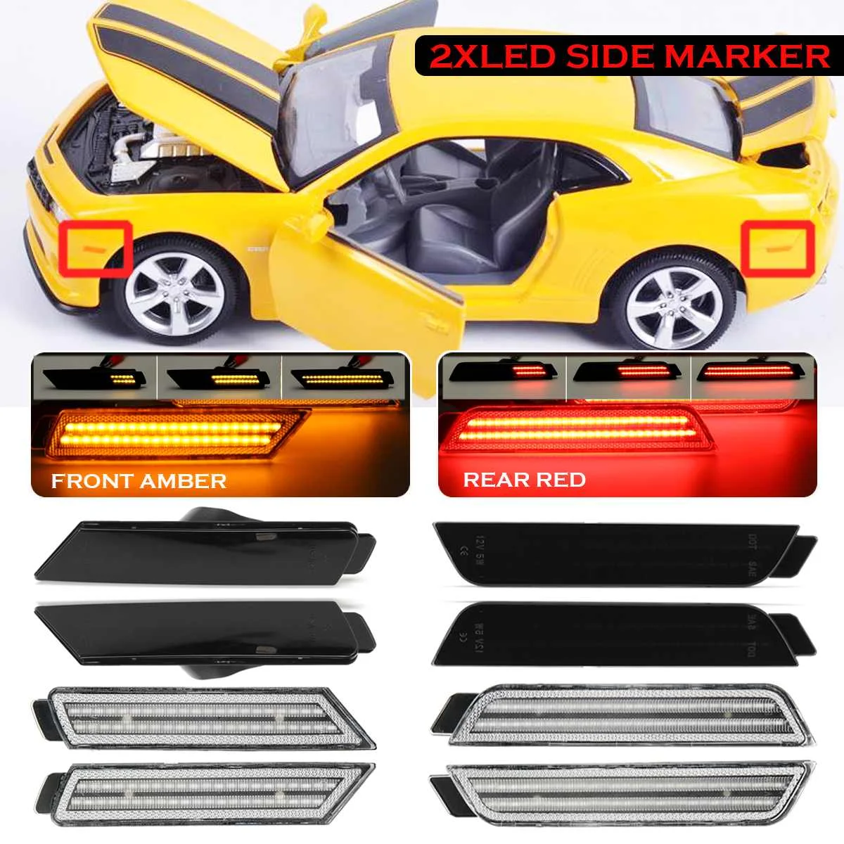 2/4x LED Flowing Turn Signal Light For Chevy Camaro 2010-2015 Side Marker Repeater Lights Lamp Front And Rear Indicator
2/4x LED Flowing Turn Signal Light For Chevy Camaro 2010-2015 Side Marker Repeater Lights Lamp Front And Rear Indicator
