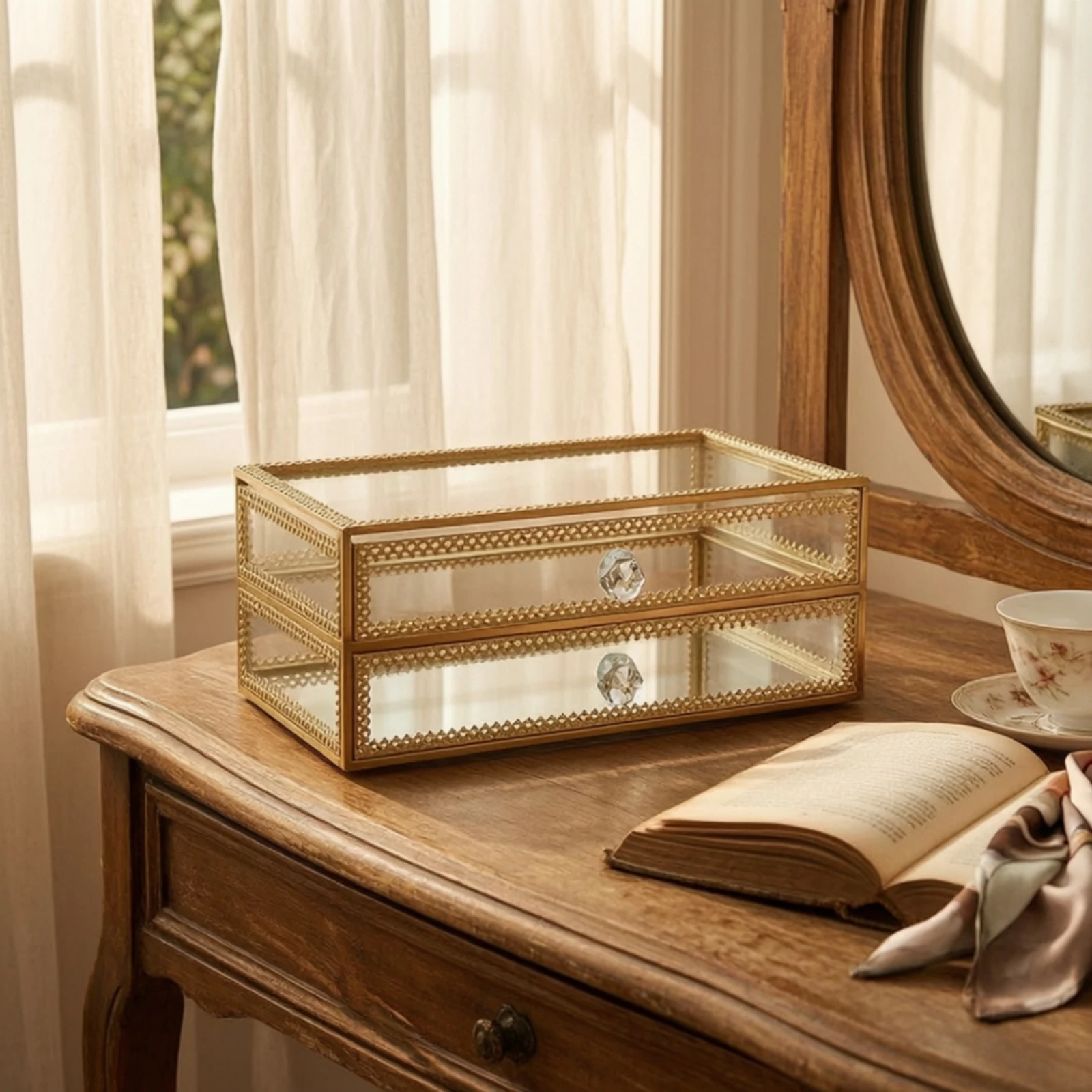 Jewelry Box with Drawers Vintage Glass Jewelry Box Pressure-Resistant 3-Layer for Women, Vanity, Dresser
Jewelry Box with Drawers Vintage Glass Jewelry Box Pressure-Resistant 3-Layer for Women, Vanity, Dresser