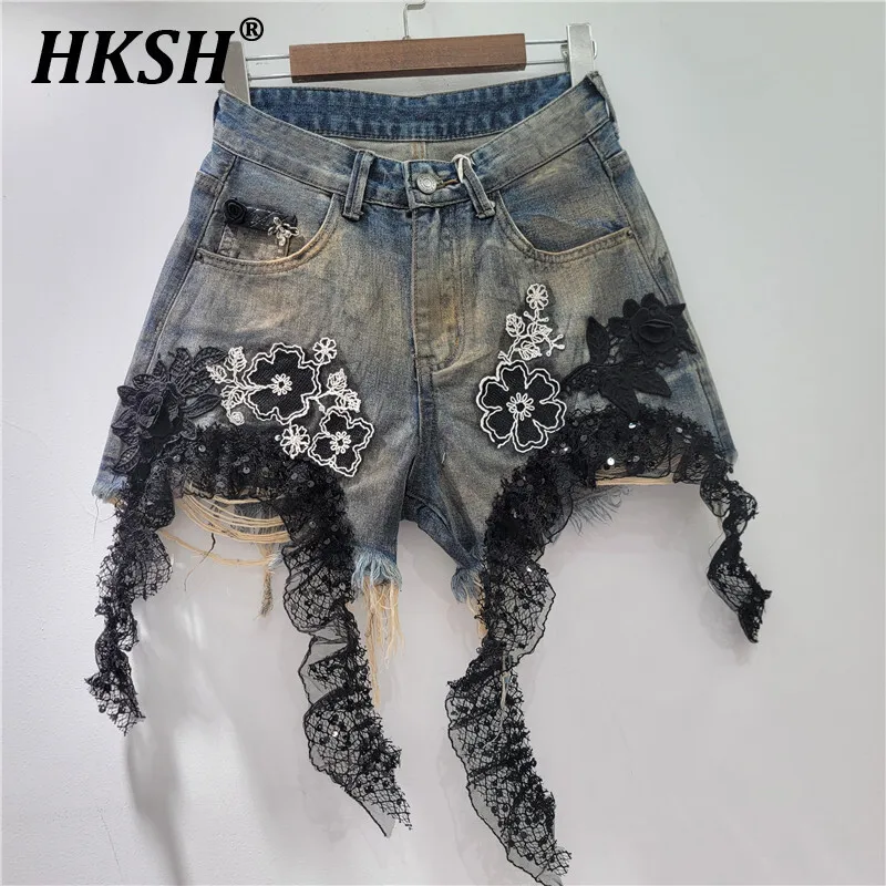 HKSH Summer New Women Streetwear Casual Jeans Trendy A-line High Waist Lace Embroidered Flower Slim Fit Short Denim Pants HK5894
HKSH Summer New Women Streetwear Casual Jeans Trendy A-line High Waist Lace Embroidered Flower Slim Fit Short Denim Pants HK5894