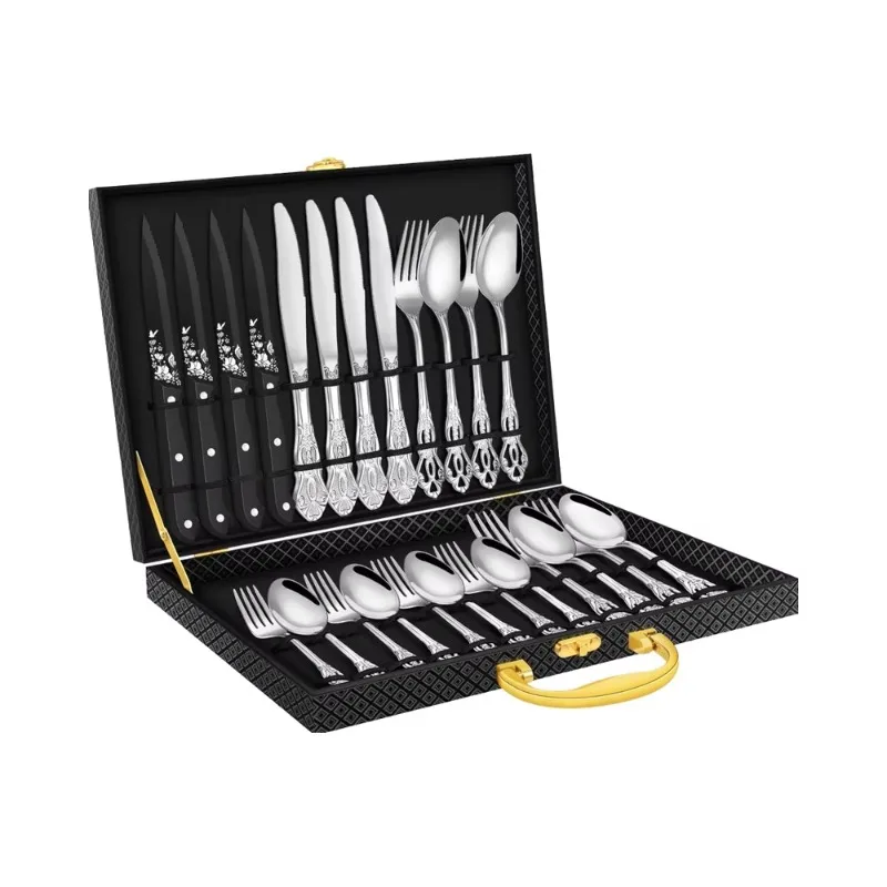4th Generation Deluxe 24pcs Vintage Royal Silver Cutlery Set Stainless Steel Includes 4-piece Spoon and Steak Knife
4th Generation Deluxe 24pcs Vintage Royal Silver Cutlery Set Stainless Steel Includes 4-piece Spoon and Steak Knife