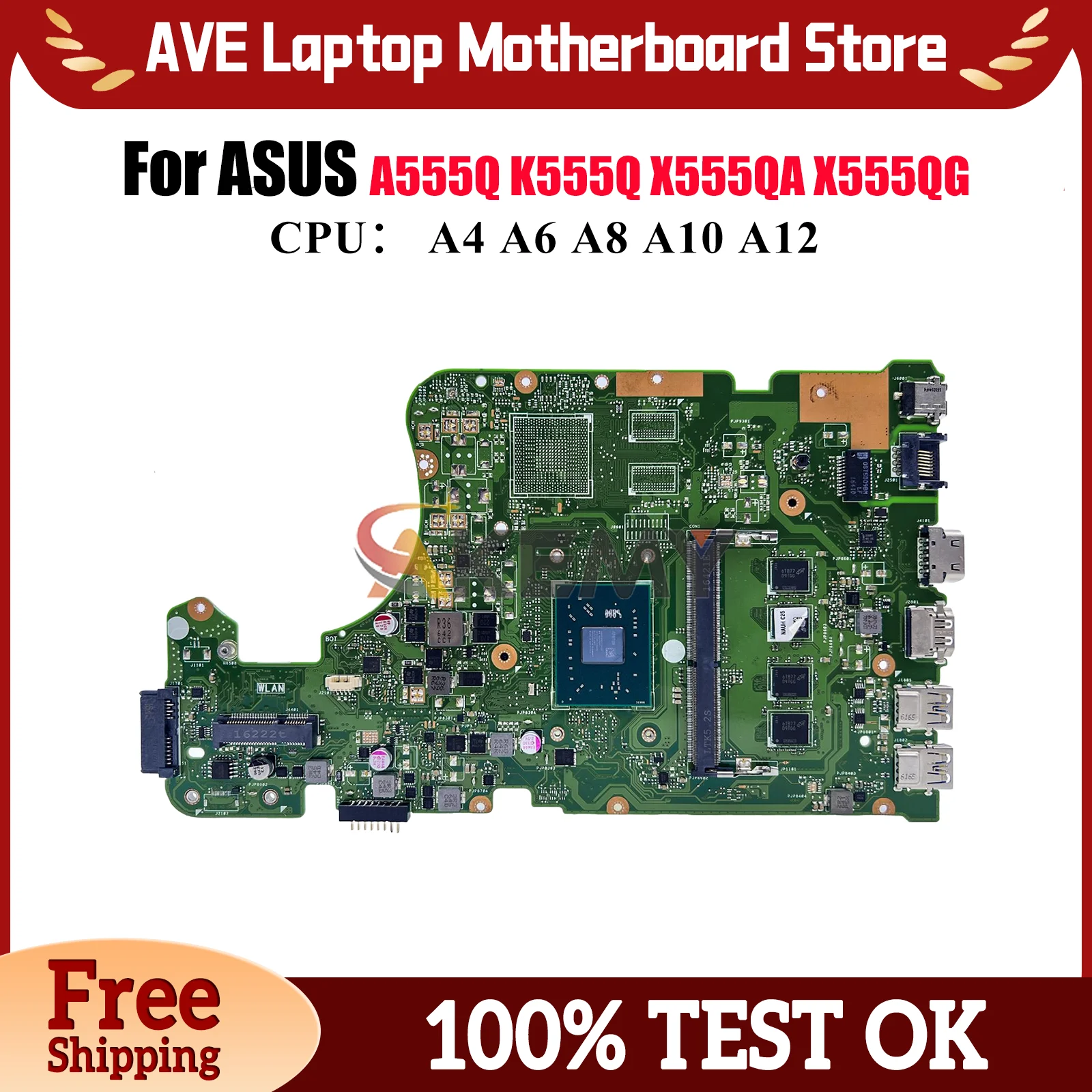 X555QA Laptop Motherboard For ASUS VivoBook A555Q K555Q X555QA X555QG X555Q Mainboard W/ A4 A6 A8 A10 A12 CPU tests OK fast ship
X555QA Laptop Motherboard For ASUS VivoBook A555Q K555Q X555QA X555QG X555Q Mainboard W/ A4 A6 A8 A10 A12 CPU tests OK fast ship