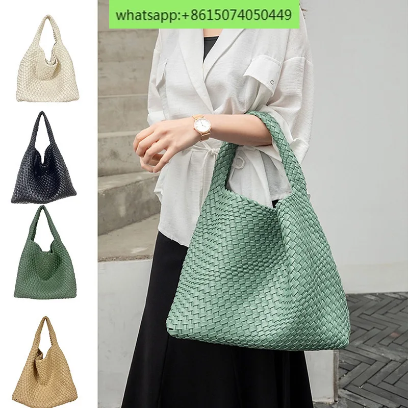 Soft leather woven shoulder bag with large capacity for mother and child bucket bag, lazy tote bag, shopping and travel handbag
Soft leather woven shoulder bag with large capacity for mother and child bucket bag, lazy tote bag, shopping and travel handbag