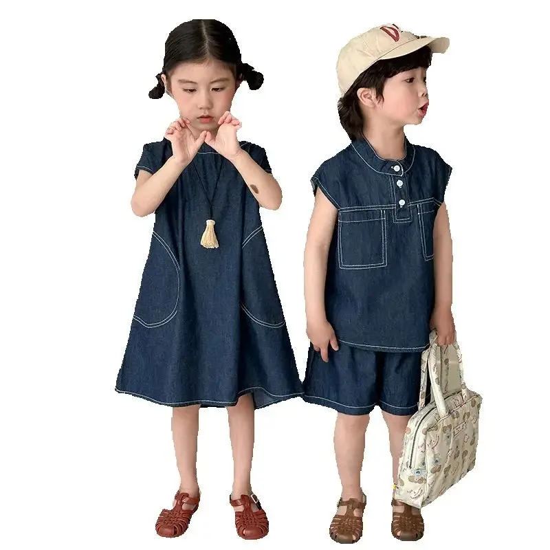 SUMMER Children's Clothes Set Casual Boys T-shirt and Shorts Casual 2Pcs Suit Girls Loose Denim Dress for Kids 2 3 4 5 6 7 8 10
SUMMER Children's Clothes Set Casual Boys T-shirt and Shorts Casual 2Pcs Suit Girls Loose Denim Dress for Kids 2 3 4 5 6 7 8 10