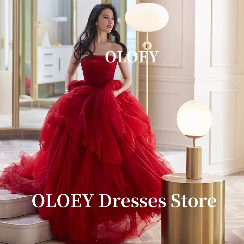 OLOEY Charming Wine Red Tulle Evening Dresses Korea Wedding Photo shoot Strapless Tiered Long Prom Gowns Princess Vestidos
OLOEY Charming Wine Red Tulle Evening Dresses Korea Wedding Photo shoot Strapless Tiered Long Prom Gowns Princess Vestidos
