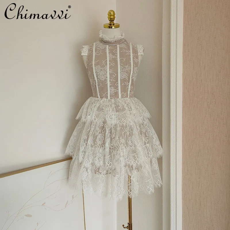 2025 New French Niche Design Lace Laminated Ruffle Edge Diamond Sleeveless Cake Dress For Women
2025 New French Niche Design Lace Laminated Ruffle Edge Diamond Sleeveless Cake Dress For Women