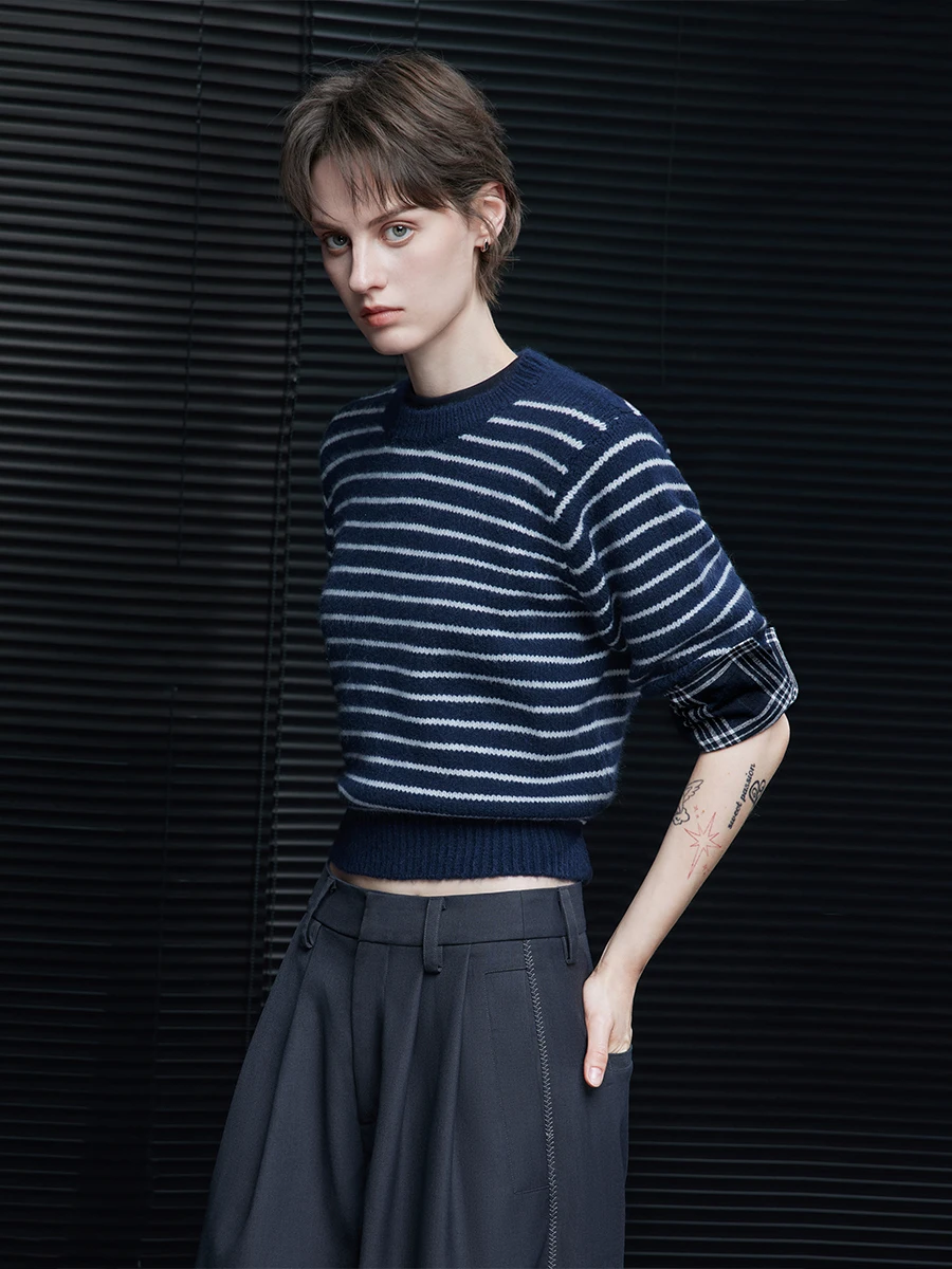 Женская трикотажная футболка в полоску ort Sve round Ne Slim Fit Lazy Sle High End, уникальная уличная мода, осеннее новое поступление
Женская трикотажная футболка в полоску ort Sve round Ne Slim Fit Lazy Sle High End, уникальная уличная мода, осеннее новое поступление