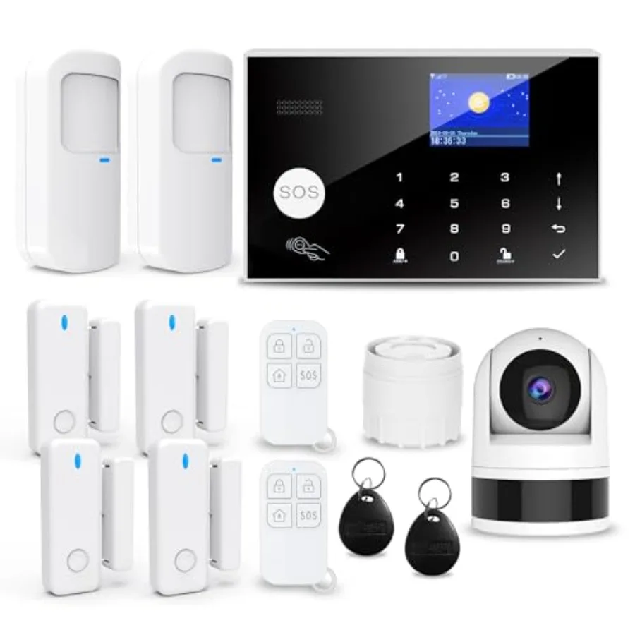 Wireless Home Alarm System for Apartment Garage Office: 13pcs GSM SMS 2G WiFi Burglar Alarm with Siren PIR Door Window Sensor C
Wireless Home Alarm System for Apartment Garage Office: 13pcs GSM SMS 2G WiFi Burglar Alarm with Siren PIR Door Window Sensor C