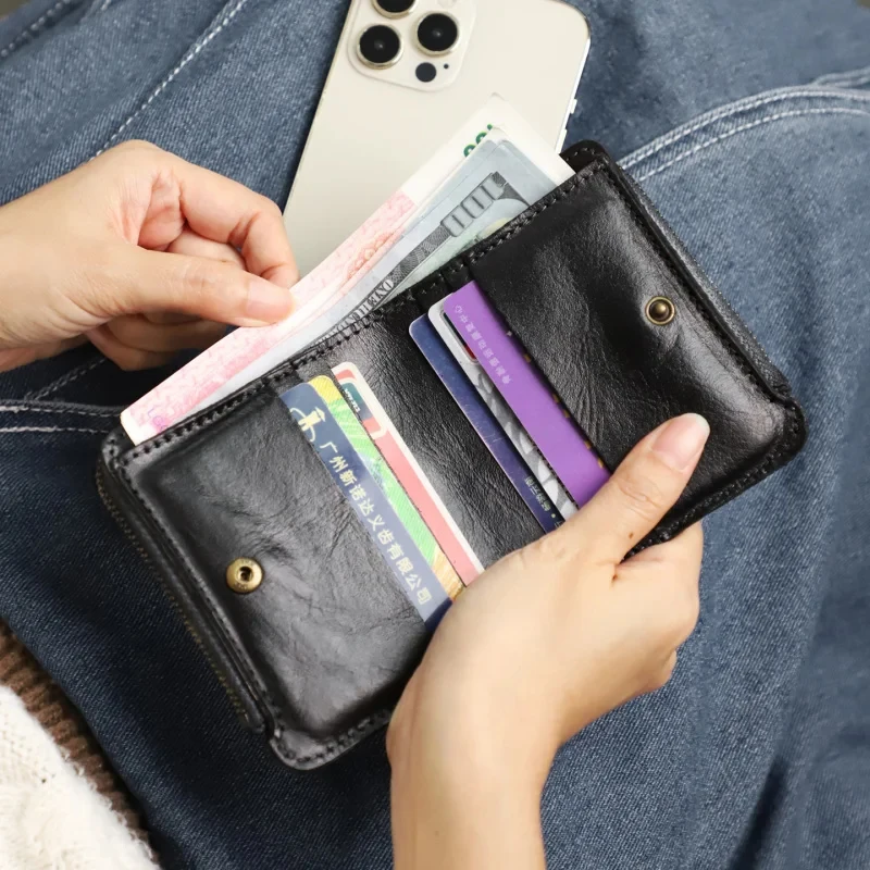 Men'S Card Holder Wallet Retro Genuine Leather Small Money Bag Double Zipper Coin Pocket Fold Clutch Purse
Men'S Card Holder Wallet Retro Genuine Leather Small Money Bag Double Zipper Coin Pocket Fold Clutch Purse