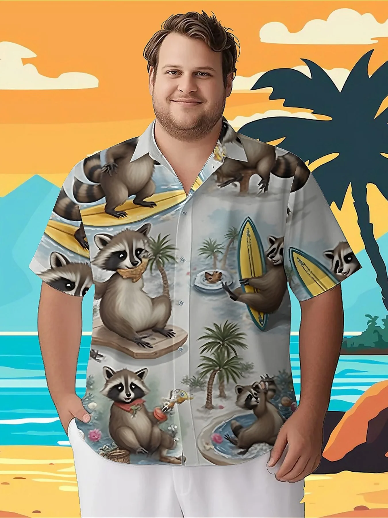 Men's Plus Size Hawaiian Shirts Raccoon Beach Party Theme pattern, Summer Casual Top, Suitable for Outdoor and Party, Streetwear
Men's Plus Size Hawaiian Shirts Raccoon Beach Party Theme pattern, Summer Casual Top, Suitable for Outdoor and Party, Streetwear