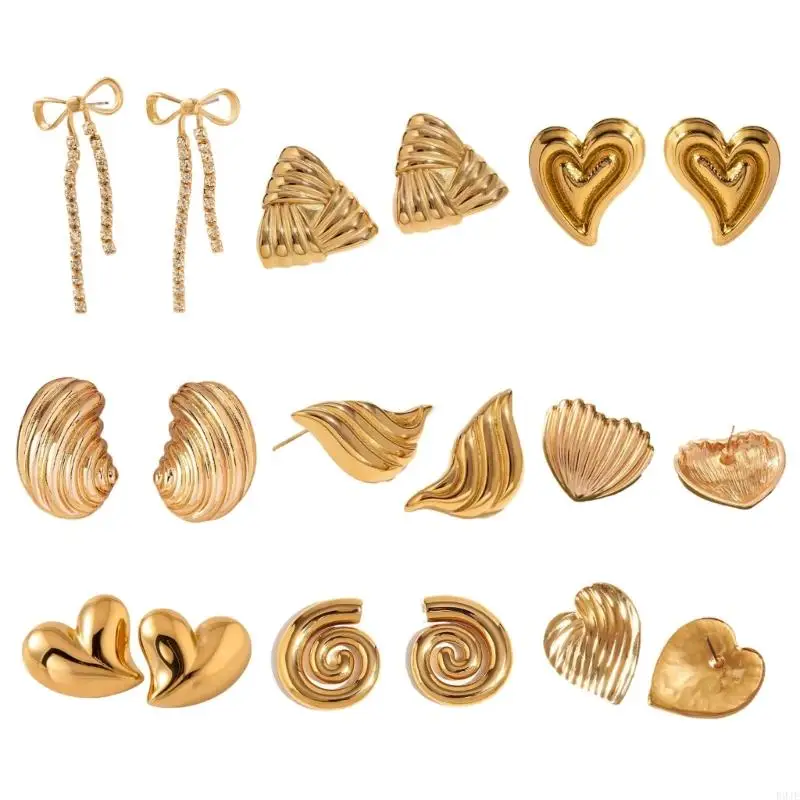 R9JE Bowknot Heart Stripe Studs Earring Fashion Jewelry Temperament Piercing Earring
R9JE Bowknot Heart Stripe Studs Earring Fashion Jewelry Temperament Piercing Earring