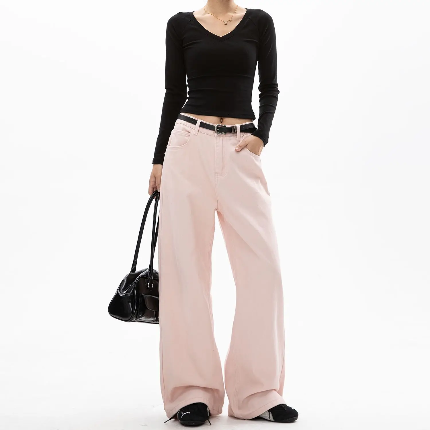Slimming High Waist Floor-Length Straight Leg Pink Jeans Loose Fit Summer Cotton Blend Comfortable Straight Pants
Slimming High Waist Floor-Length Straight Leg Pink Jeans Loose Fit Summer Cotton Blend Comfortable Straight Pants
