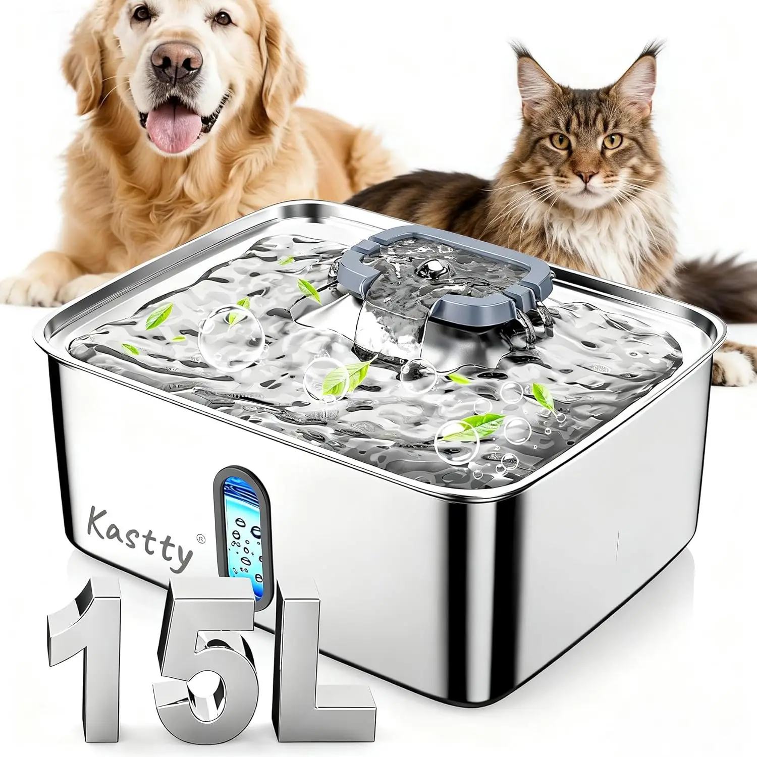 15L Stainless Steel Large Pet Water Fountain, Ultra Quiet Automatic Dog Bowl with LED Light and Water Level Window
15L Stainless Steel Large Pet Water Fountain, Ultra Quiet Automatic Dog Bowl with LED Light and Water Level Window