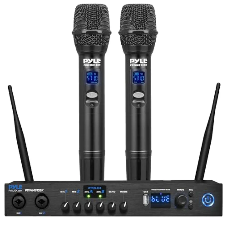 Digital Wireless Microphone System with Bluetooth - Includes 2 Dynamic UHF Handheld Mics, Portable Long-Range Receiver w/Built-
Digital Wireless Microphone System with Bluetooth - Includes 2 Dynamic UHF Handheld Mics, Portable Long-Range Receiver w/Built-