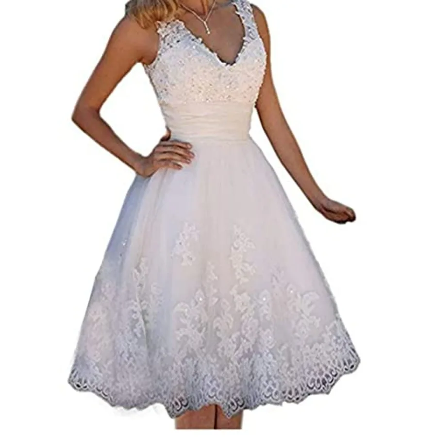 QXMYOO Women V-Neck Short Wedding Dresses Lace Prom Party Homecoming Dress
QXMYOO Women V-Neck Short Wedding Dresses Lace Prom Party Homecoming Dress