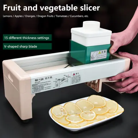 QH-139 fruit slicer manual vegetable cutting machine fruit slicer 15 gear adjustable cutting thickness lemon slicing tool.