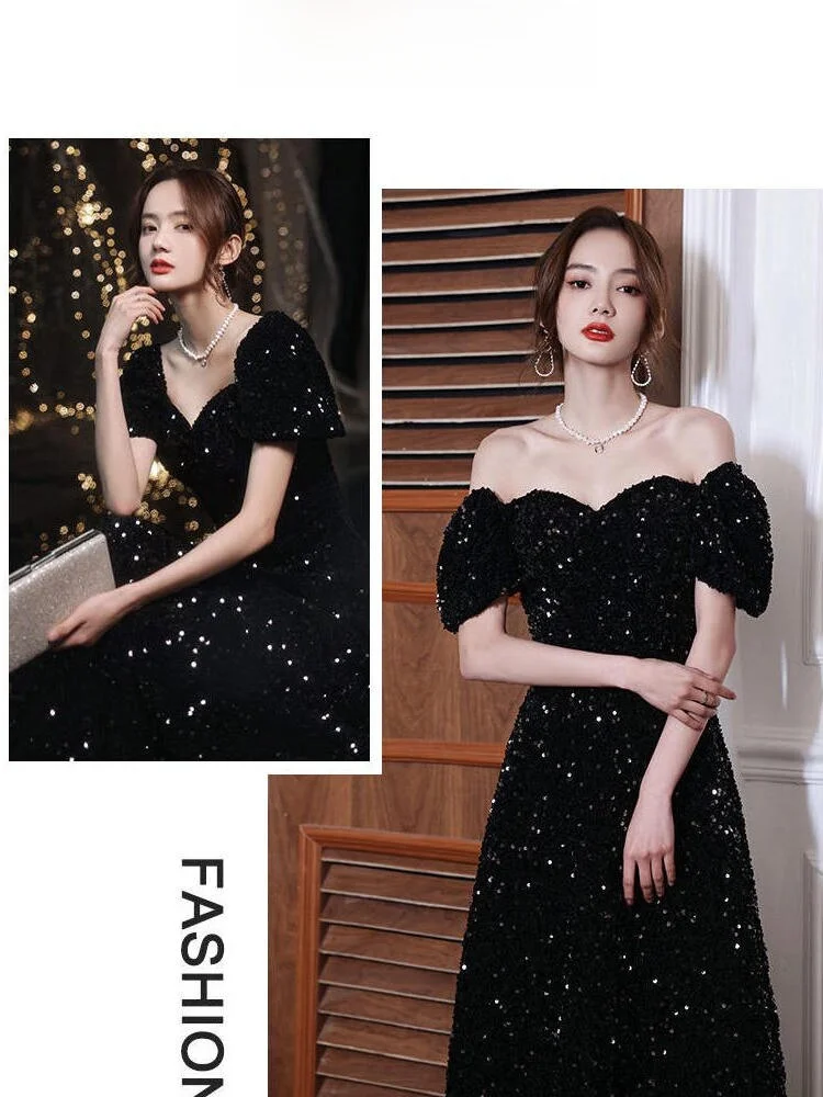 Bla Sequin Evening Dr Women's Ball Gown Host Performance Outfit Korean Sle Bridesmaid Long Sve mid Waist
Bla Sequin Evening Dr Women's Ball Gown Host Performance Outfit Korean Sle Bridesmaid Long Sve mid Waist