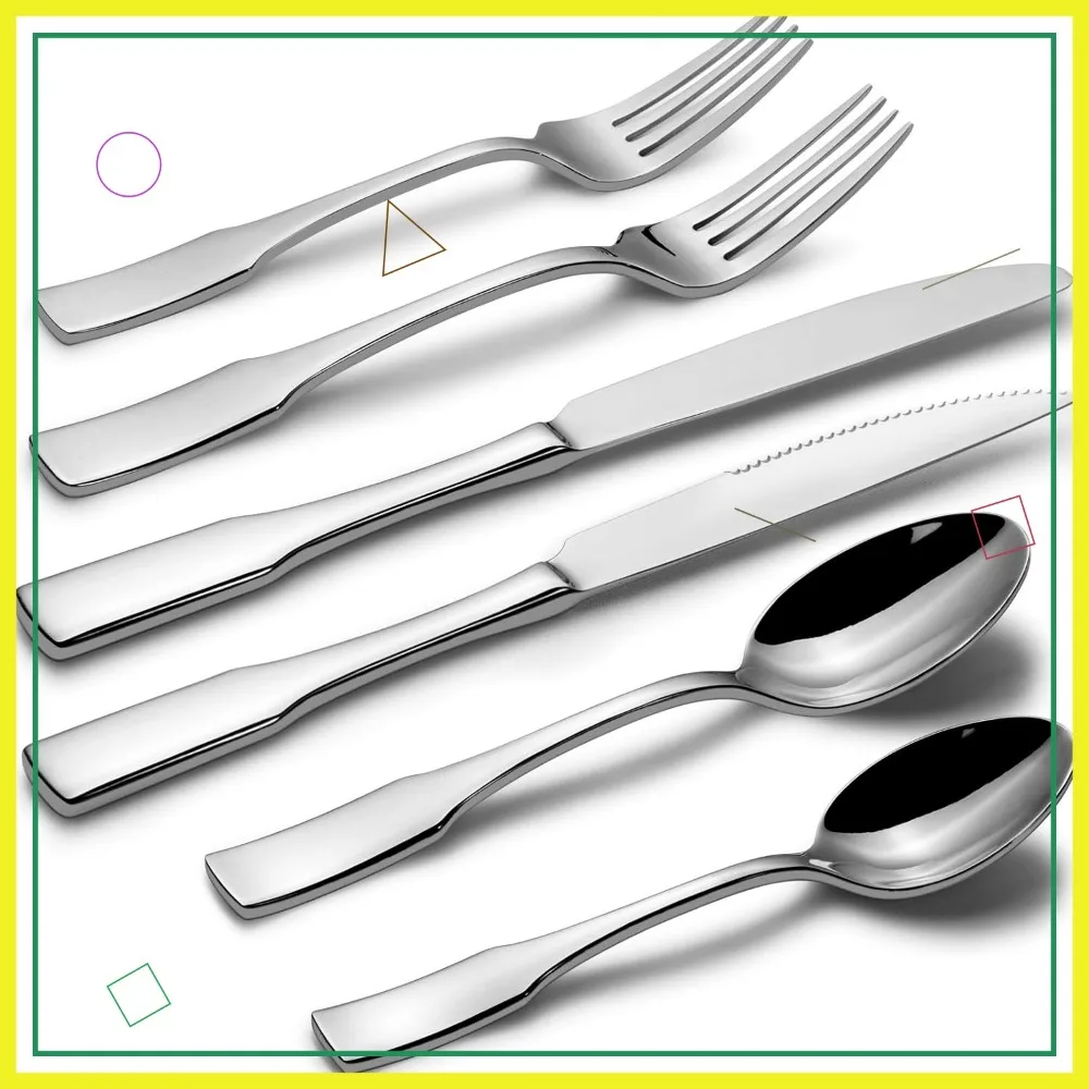 48-Piece Stainless Steel Silverware Set with Steak Knives, Service for 8, Mirror Polished & Dishwasher Safe
48-Piece Stainless Steel Silverware Set with Steak Knives, Service for 8, Mirror Polished & Dishwasher Safe
