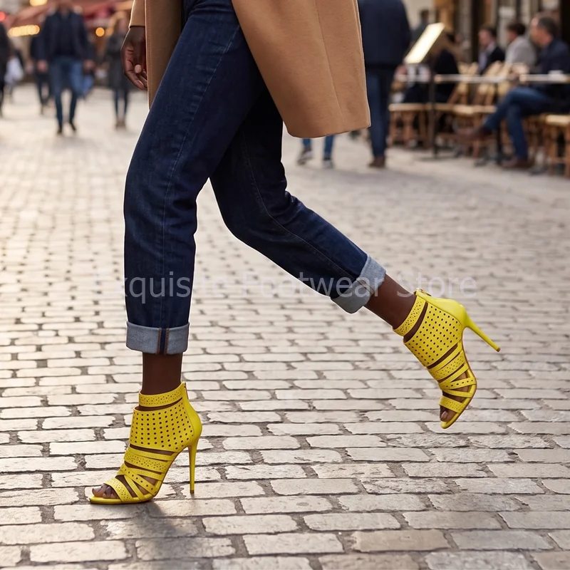Yellow Cut Out Gladiator Sandals Women Stiletto High Heels Back Zipper Summer Outdoor Date Night Slides Big Size 43 44 45 Shoes
Yellow Cut Out Gladiator Sandals Women Stiletto High Heels Back Zipper Summer Outdoor Date Night Slides Big Size 43 44 45 Shoes