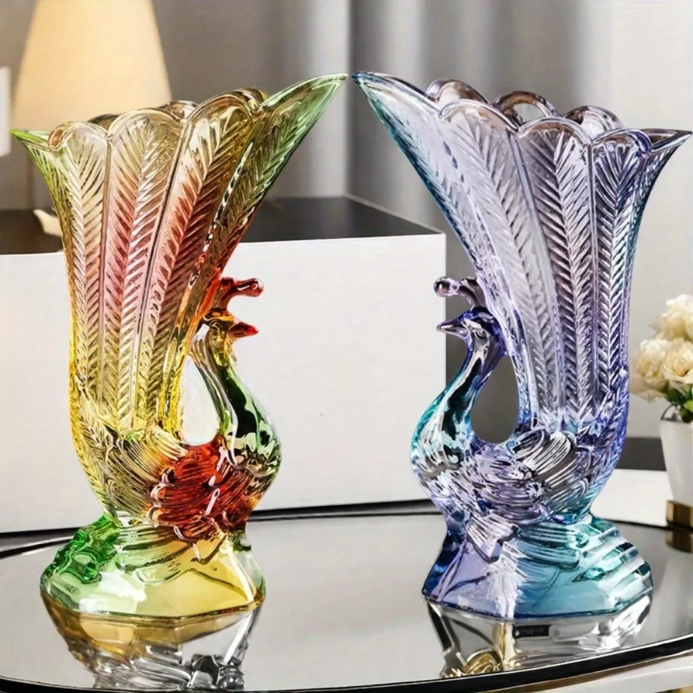 Bohemian Glass Peacock Vase, Exquisite Relief Painting Technique - Symbolizing Love And Wealth, Handcrafted Round Decorative Flower Arrangement, Suitable for Flower Arrangement And Fairy Flower, Living Room, Bedroom, Office Home Decoration
Bohemian Glass Peacock Vase, Exquisite Relief Painting Technique - Symbolizing Love And Wealth, Handcrafted Round Decorative Flower Arrangement, Suitable for Flower Arrangement And Fairy Flower, Living Room, Bedroom, Office Home Decoration