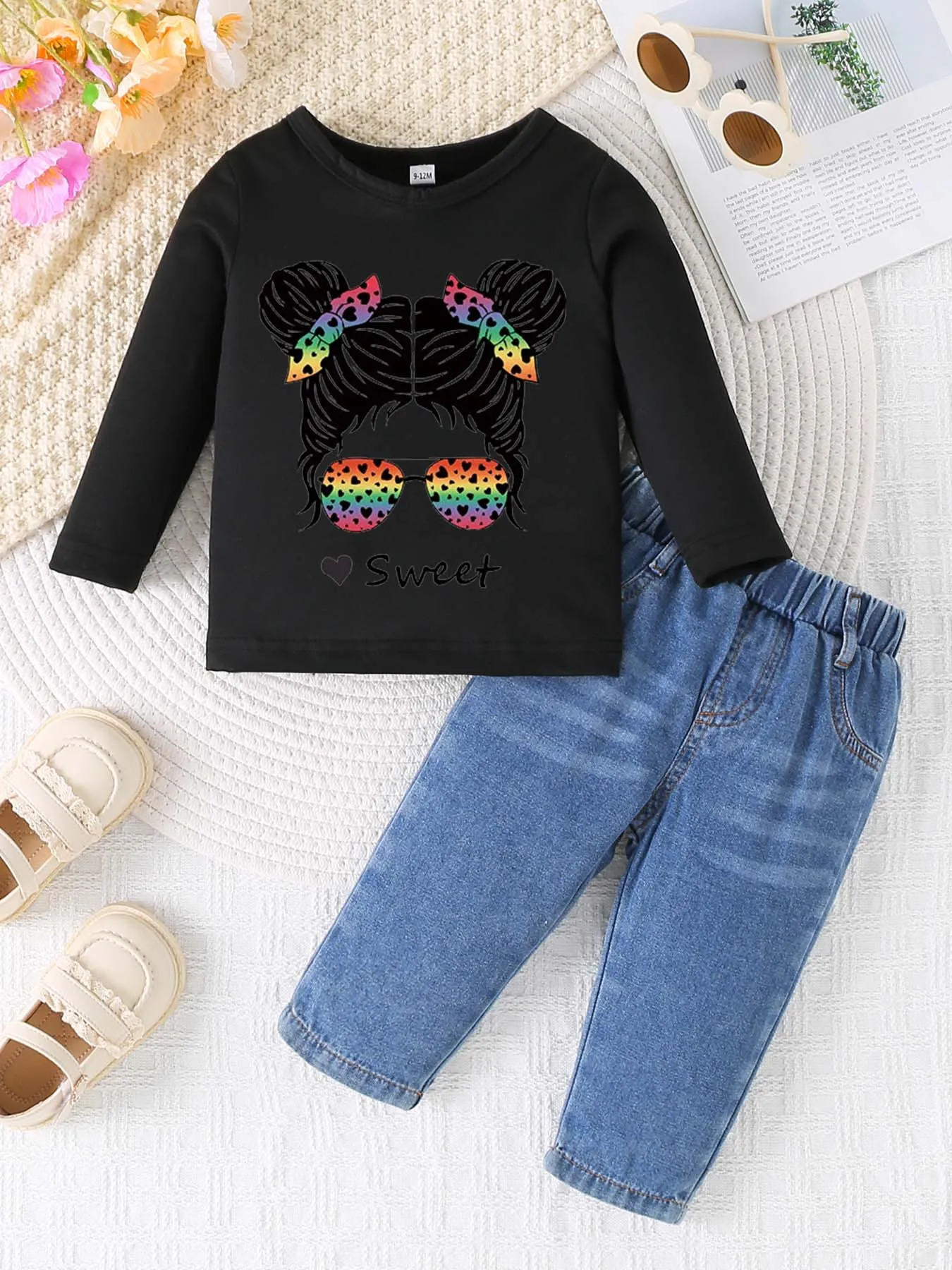 0-3 year old summer newborn new solid color printed pullover sweater with round neck long sleeved T-shirt+denim warehouse set,
0-3 year old summer newborn new solid color printed pullover sweater with round neck long sleeved T-shirt+denim warehouse set,