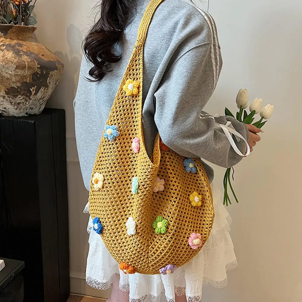 Colorful Flower Design Women's Woven Shoulder Bags Casual Large Capacity Ladies Beach Tote Hollow Knitting Girls Travel Handbags
Colorful Flower Design Women's Woven Shoulder Bags Casual Large Capacity Ladies Beach Tote Hollow Knitting Girls Travel Handbags