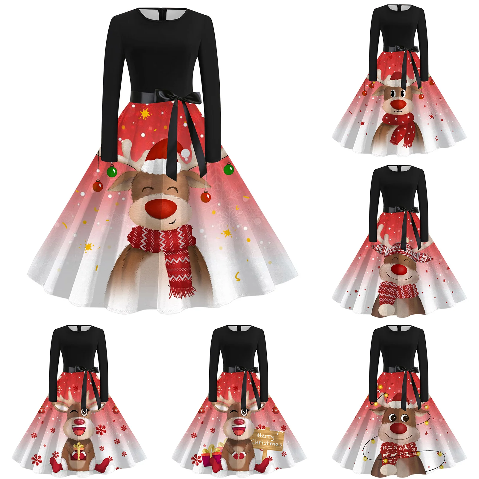 2023 Winter Christmas Dresses Women Robe Pinup Vintage Print Swing Christmas Costumes Party Dress Long Sleeve Elegant Vestidos
2023 Winter Christmas Dresses Women Robe Pinup Vintage Print Swing Christmas Costumes Party Dress Long Sleeve Elegant Vestidos