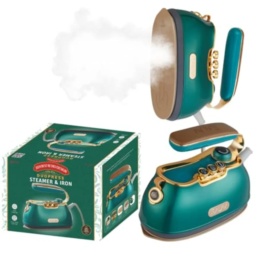 ® Retro Edition Duopress Handheld Garment Steamer and Iron Ceramic Plate 1000W No Drip Steam Vertical and Horizontal Steam - Re
® Retro Edition Duopress Handheld Garment Steamer and Iron Ceramic Plate 1000W No Drip Steam Vertical and Horizontal Steam - Re