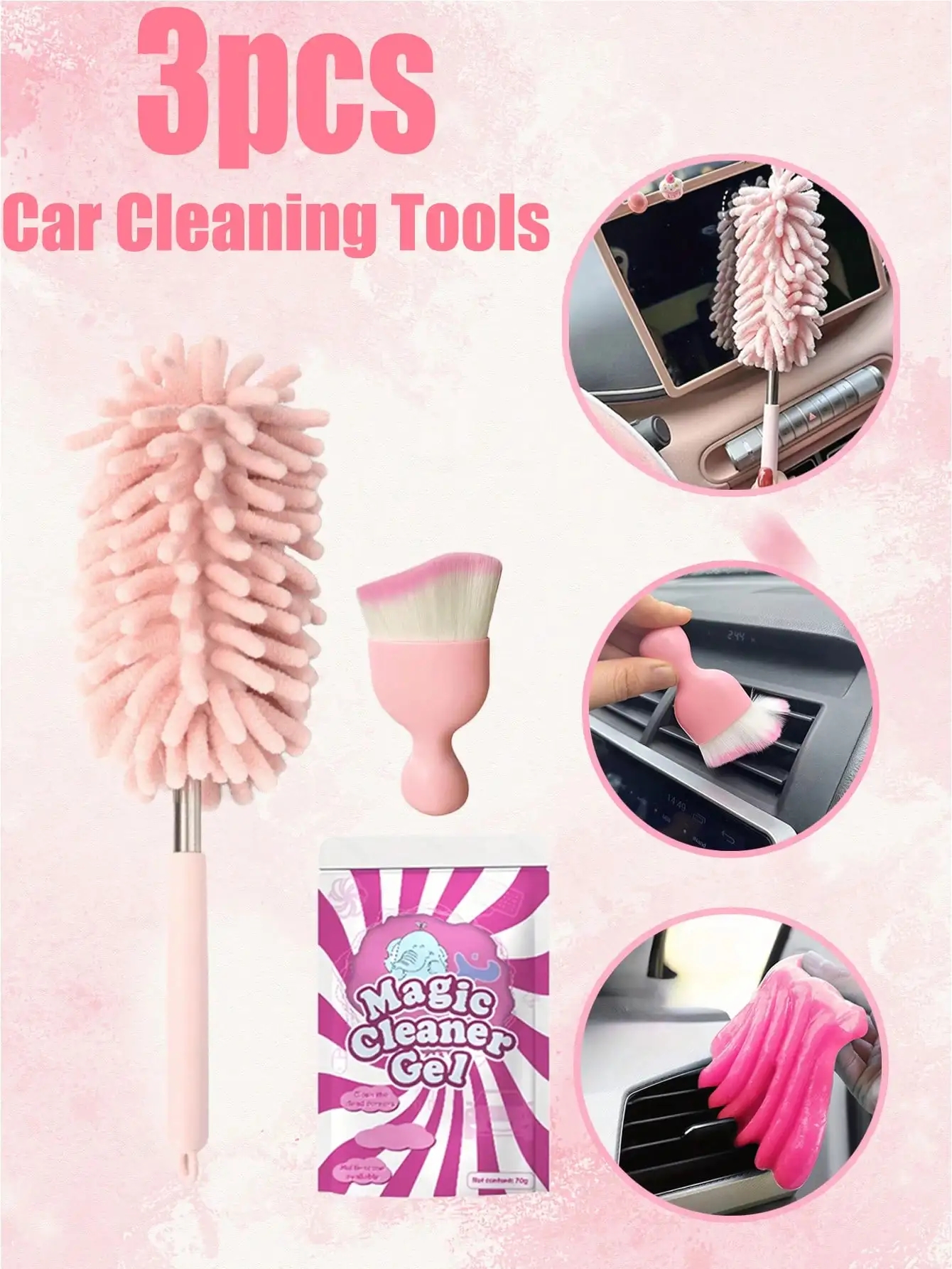 3Pcs 4Pcs Car Wash Kit Extendable Flexible Ultra-fine Fiber Duster Brush Matching Cleaning Gel Soft Detail Brush For Car Vent Interior Dust Removal Multifunctional Practical Auto Care Cleaning Accessories Daily Use
3Pcs 4Pcs Car Wash Kit Extendable Flexible Ultra-fine Fiber Duster Brush Matching Cleaning Gel Soft Detail Brush For Car Vent Interior Dust Removal Multifunctional Practical Auto Care Cleaning Accessories Daily Use