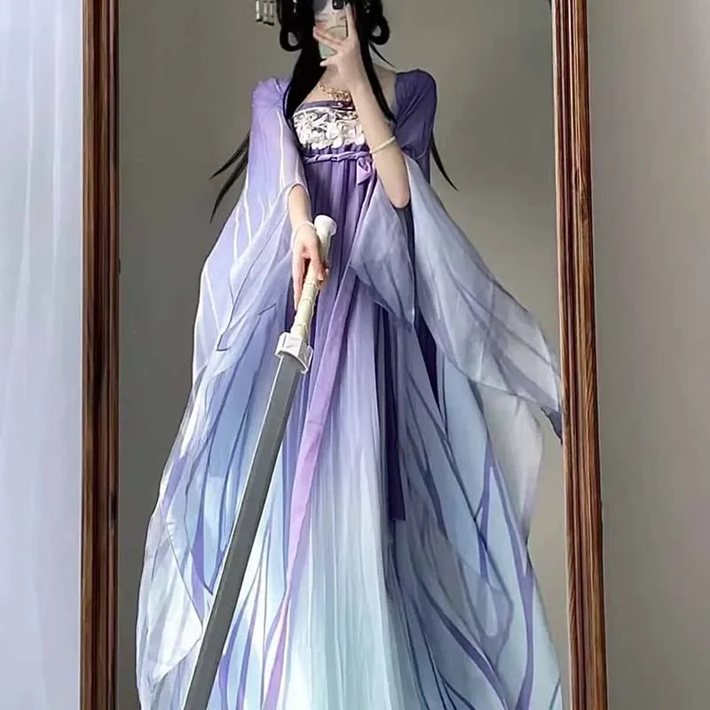 Large Size 6XL Chinese Hanfu Dress Women Halloween Cosplay Costume Ancient Gradient Purple Hanfu Suitable For 110KG Ladies
Large Size 6XL Chinese Hanfu Dress Women Halloween Cosplay Costume Ancient Gradient Purple Hanfu Suitable For 110KG Ladies