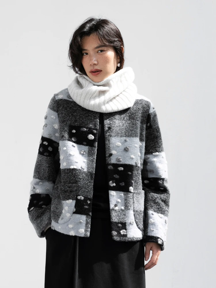 Новая коллекция Le: Зимняя шерстяная художественная верхняя одежда, сине-белая, с узором в виде шариков, женская, приталенная, для повседневной носки, с длинными рукавами
Новая коллекция Le: Зимняя шерстяная художественная верхняя одежда, сине-белая, с узором в виде шариков, женская, приталенная, для повседневной носки, с длинными рукавами