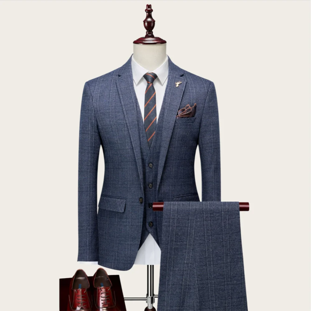 Mophiel Elegant Men's Suits 3 Piece Set Notched Lapel Single Breasted Plaid Groom Wedding Tuxedo for Men Business Office Blazer
Mophiel Elegant Men's Suits 3 Piece Set Notched Lapel Single Breasted Plaid Groom Wedding Tuxedo for Men Business Office Blazer