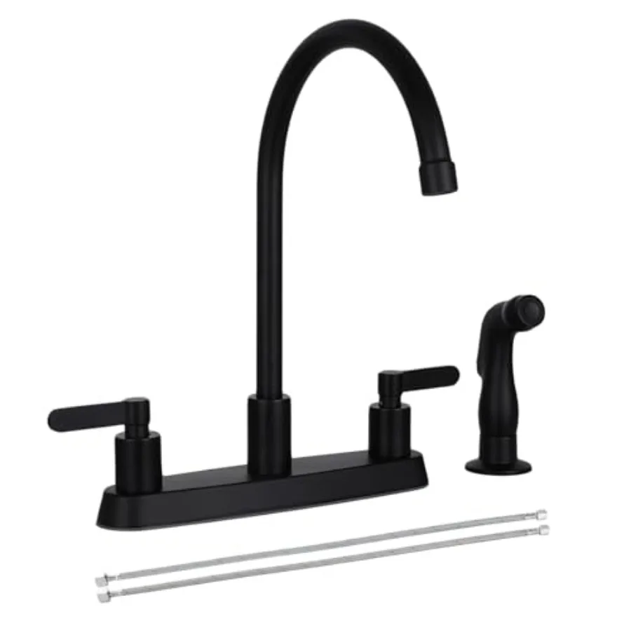 Black Kitchen Faucet with Side Sprayer, 2 Handle Faucet for Kitchen Sink with Pull Out Sprayer, Stainless Steel 8 inch High Arc
Black Kitchen Faucet with Side Sprayer, 2 Handle Faucet for Kitchen Sink with Pull Out Sprayer, Stainless Steel 8 inch High Arc