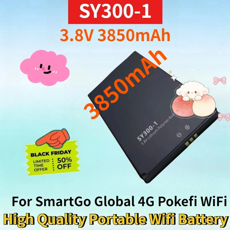 Newest SY300-1 3.8V 3850mAh Rechargeable Battery for SmartGo Global 4G Pokefi WiFi SG-PWF39 High Quality Portable Wifi Battery
Newest SY300-1 3.8V 3850mAh Rechargeable Battery for SmartGo Global 4G Pokefi WiFi SG-PWF39 High Quality Portable Wifi Battery
