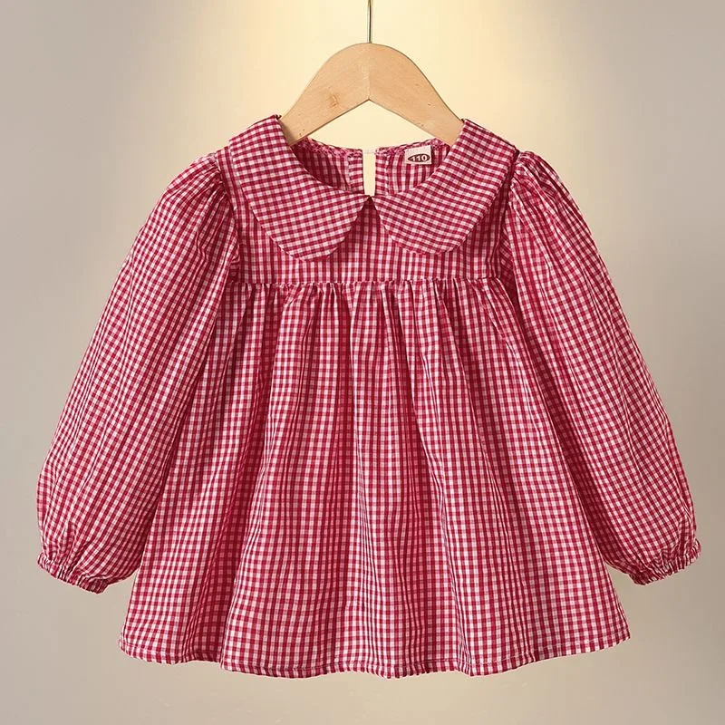 2026 Autumn New Girl's Stylish Checkered Peter Pan Collar Long Sleeve Shirt Korean Toddler Top 100% Cotton Cute Autumn Wear
2026 Autumn New Girl's Stylish Checkered Peter Pan Collar Long Sleeve Shirt Korean Toddler Top 100% Cotton Cute Autumn Wear