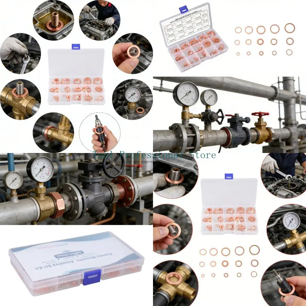 57QF 150Pcs Copper Washer Sealing Assortment Set Flat Adapter Sump Plug Crush Washer Oil Drain Plug Gasket Seal Assortment
57QF 150Pcs Copper Washer Sealing Assortment Set Flat Adapter Sump Plug Crush Washer Oil Drain Plug Gasket Seal Assortment
