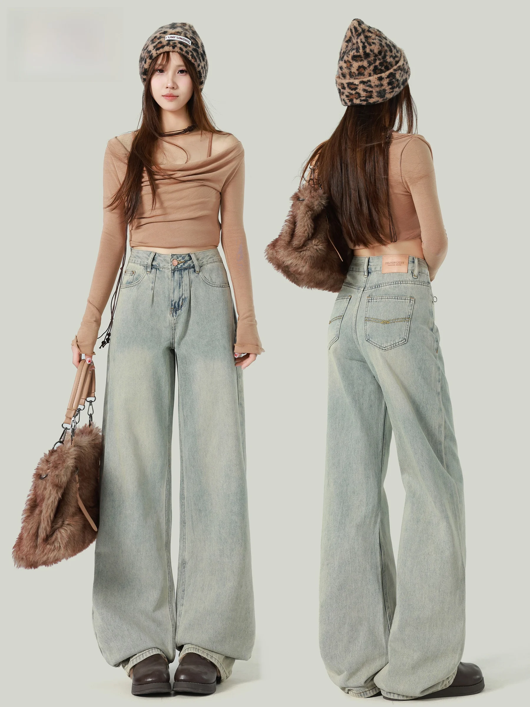 High Waist Wide Leg Denim Jeans Women's Vintage High Street Washed Loose Slimming Design Sensation Floor-Length Pants
High Waist Wide Leg Denim Jeans Women's Vintage High Street Washed Loose Slimming Design Sensation Floor-Length Pants