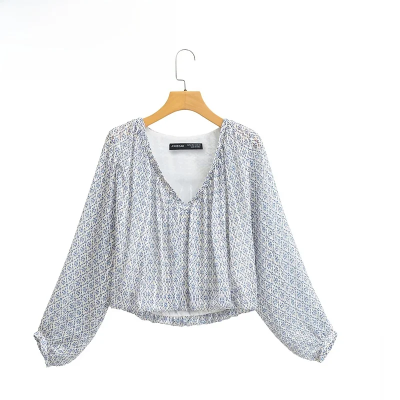 ZBZA Spring New Women's Metal Color Tead Printed Balloon Sle Top Polyester Fiber Long Sve V-ne Regular Length irt
ZBZA Spring New Women's Metal Color Tead Printed Balloon Sle Top Polyester Fiber Long Sve V-ne Regular Length irt