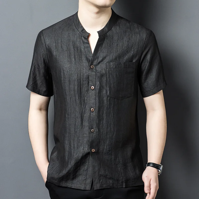 High Quality Real Silk Men's Summer Short-Sleeved Shirt Xiangyun Yarn Crack Middle-Aged Loose Casual Stand Collar Men
High Quality Real Silk Men's Summer Short-Sleeved Shirt Xiangyun Yarn Crack Middle-Aged Loose Casual Stand Collar Men