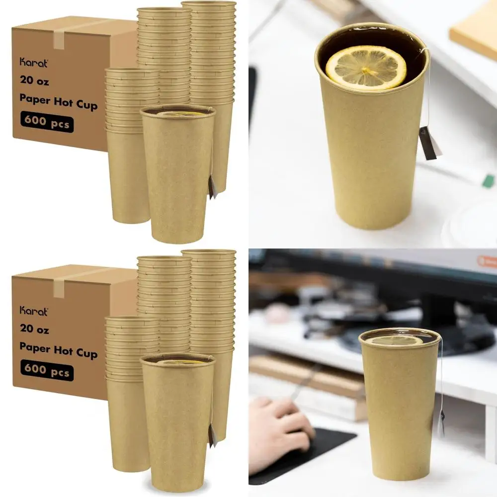 20 oz Kraft Paper Hot Cups - 600 Pack, Leak-Proof Double-Lined, Ideal for Cafes & Offices, 90mm
20 oz Kraft Paper Hot Cups - 600 Pack, Leak-Proof Double-Lined, Ideal for Cafes & Offices, 90mm