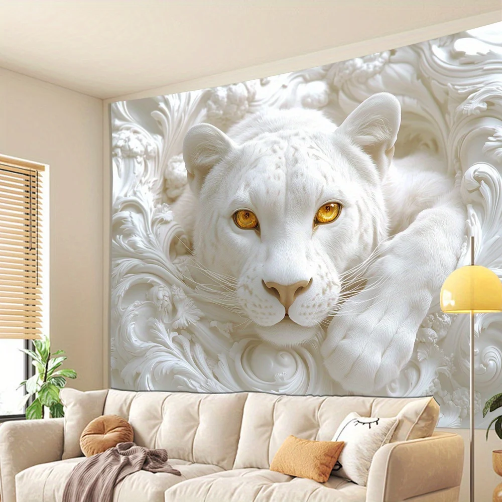 1pc Hanging Cloth - Majestic White Tiger with Golden Eyes for Home Decoration, Perfect for Living Room or Bedroom Wall Art
1pc Hanging Cloth - Majestic White Tiger with Golden Eyes for Home Decoration, Perfect for Living Room or Bedroom Wall Art