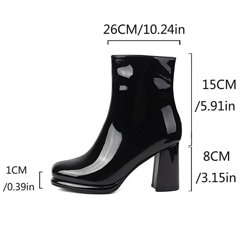 SIMLOVEYO Classic Ankle Boots Round Toe Block Heels 8cm Platform 1cm Patent Leather Size 46 48 49 Fashion
SIMLOVEYO Classic Ankle Boots Round Toe Block Heels 8cm Platform 1cm Patent Leather Size 46 48 49 Fashion