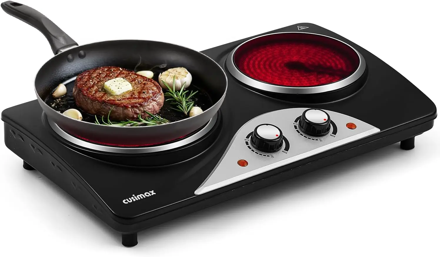 Portable Ceramic Infrared Hot Plate, 1800W Double Burner with Dual Control, Fast Heat-Up for All Cookware in Black
Portable Ceramic Infrared Hot Plate, 1800W Double Burner with Dual Control, Fast Heat-Up for All Cookware in Black