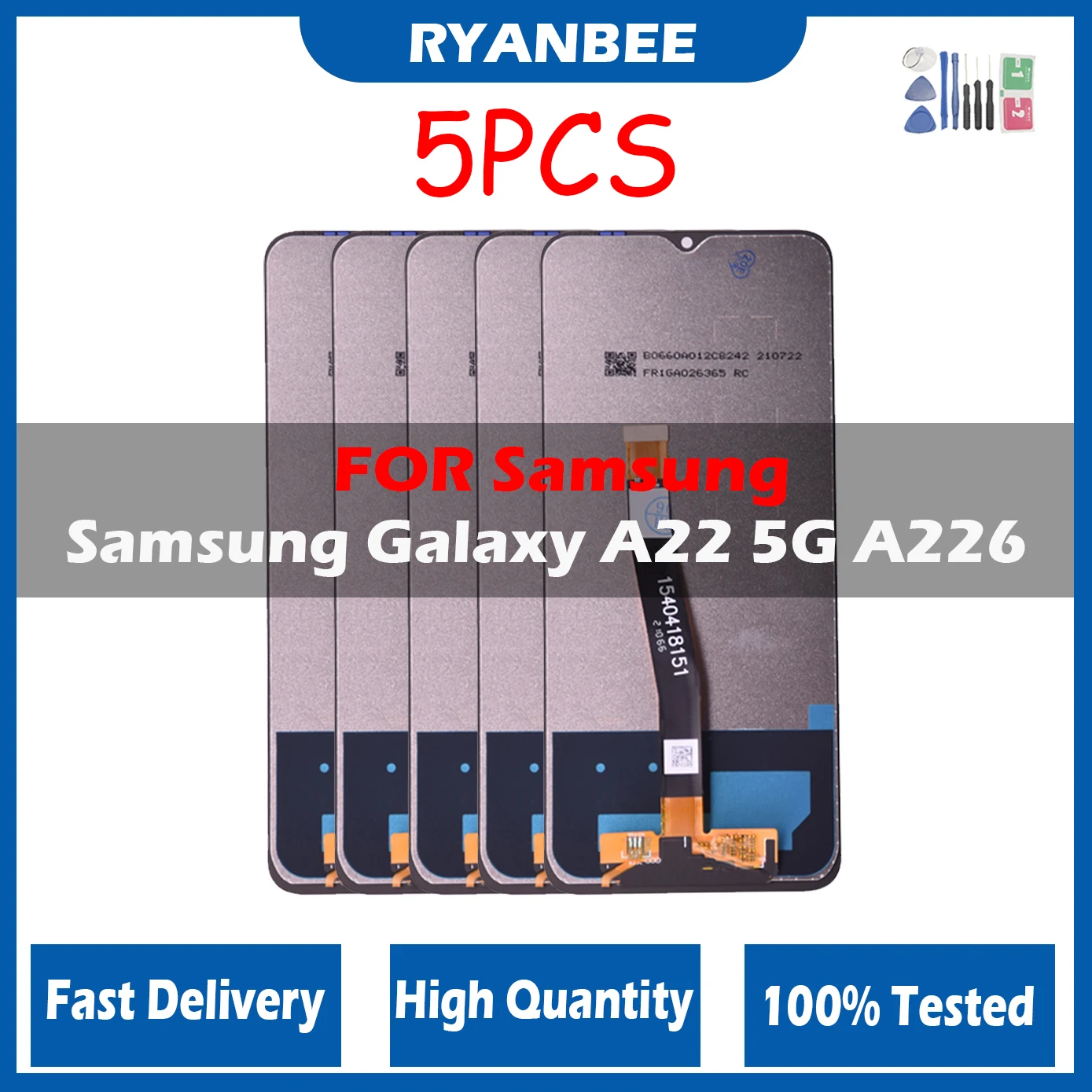 5Pcs/Lot LCD For Samsung Galaxy A22 5G SM-A226B A226 Display Touch Screen Digitizer Assembly For Samsung A226B With Frame
5Pcs/Lot LCD For Samsung Galaxy A22 5G SM-A226B A226 Display Touch Screen Digitizer Assembly For Samsung A226B With Frame