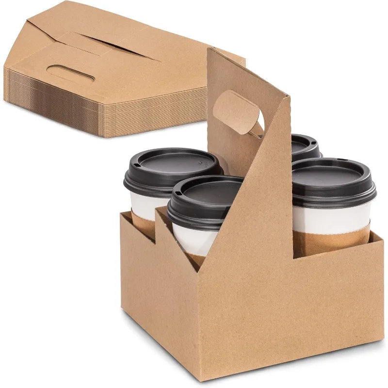 4-cup Disposable Drink Holders with Handles, 100-pack Kraft Paper Handle Drink Holders for 12–30-ounce Takeout Coffee Cups,
4-cup Disposable Drink Holders with Handles, 100-pack Kraft Paper Handle Drink Holders for 12–30-ounce Takeout Coffee Cups,