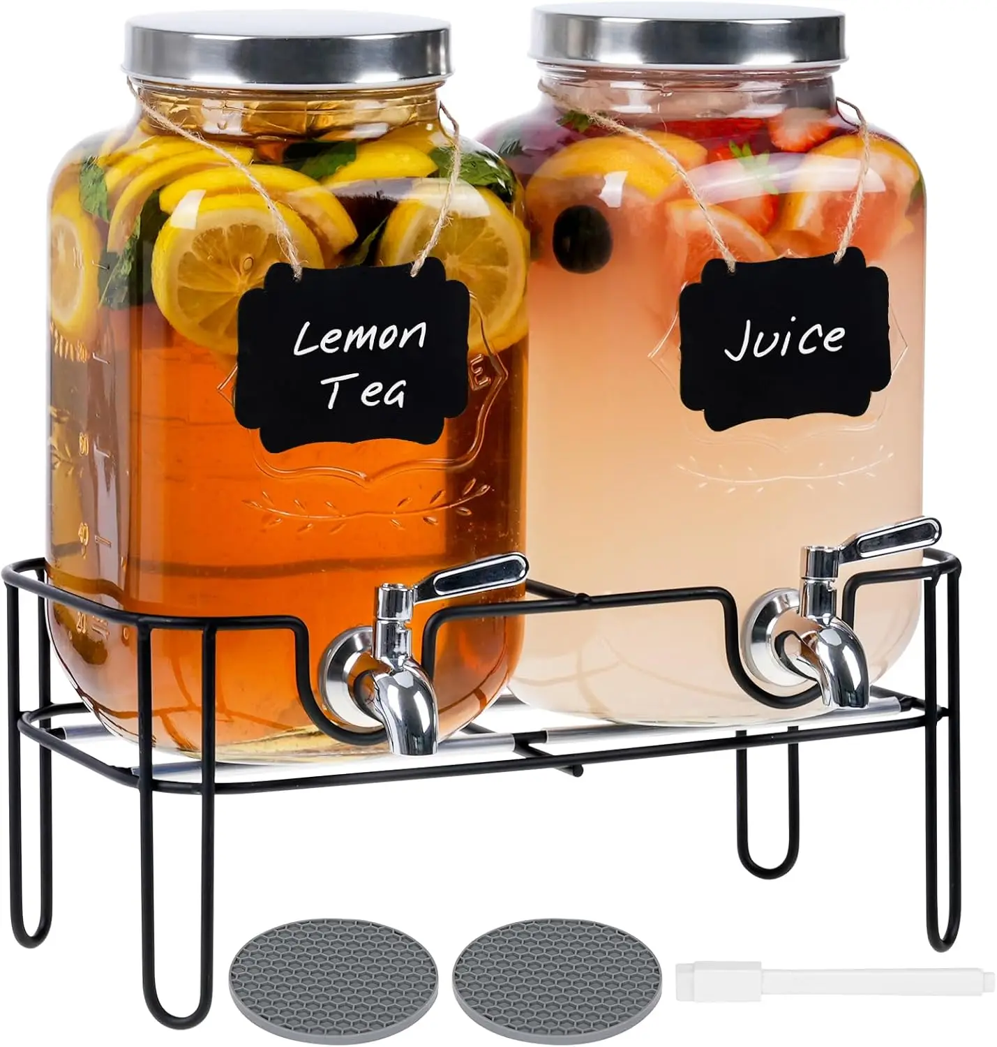 Glass Beverage Dispenser with Stand, 2 Pack 1 Gallon Water Jug for Parties, Juice, Iced Tea and Lemonade
Glass Beverage Dispenser with Stand, 2 Pack 1 Gallon Water Jug for Parties, Juice, Iced Tea and Lemonade
